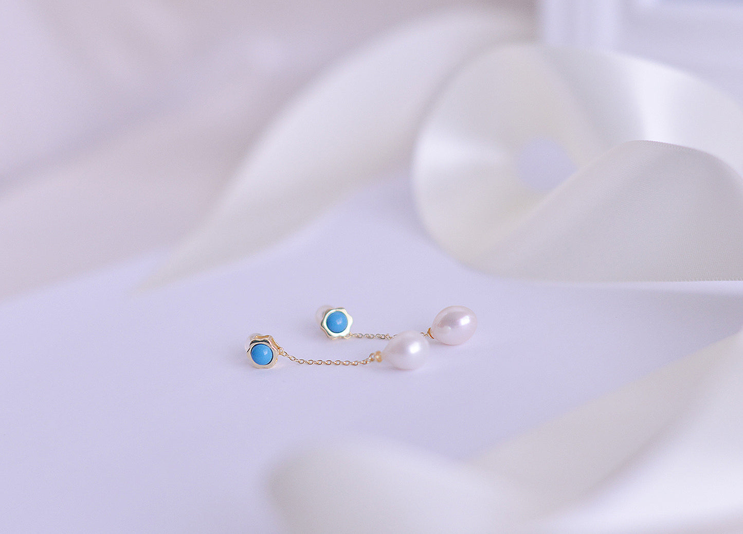 Handmade Turquoise freshwater pearl drop Earring/Exquisite Minimalist Earring/14K Gold Filled/Wedding Earring/Sterling Silver /