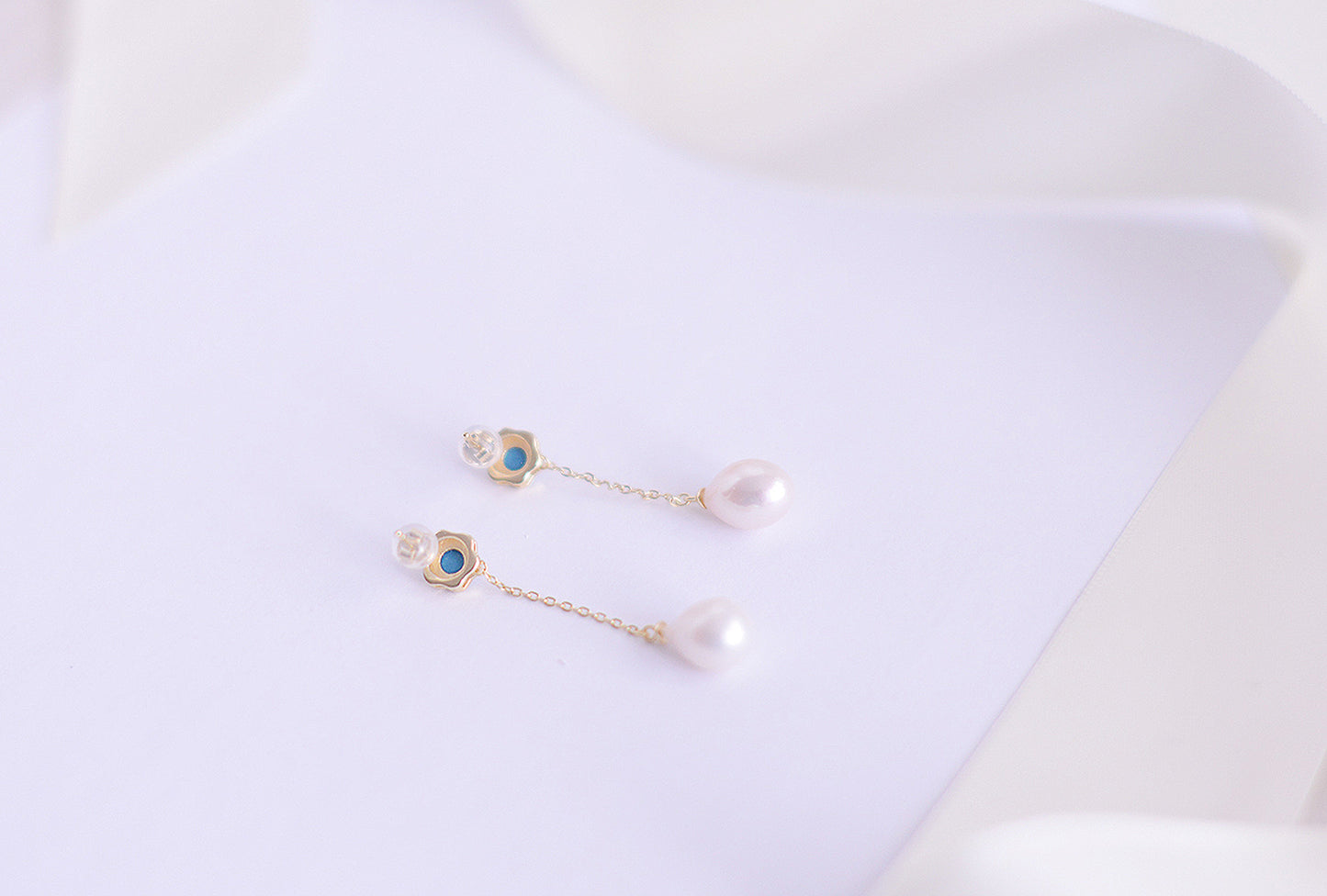 Handmade Turquoise freshwater pearl drop Earring/Exquisite Minimalist Earring/14K Gold Filled/Wedding Earring/Sterling Silver /