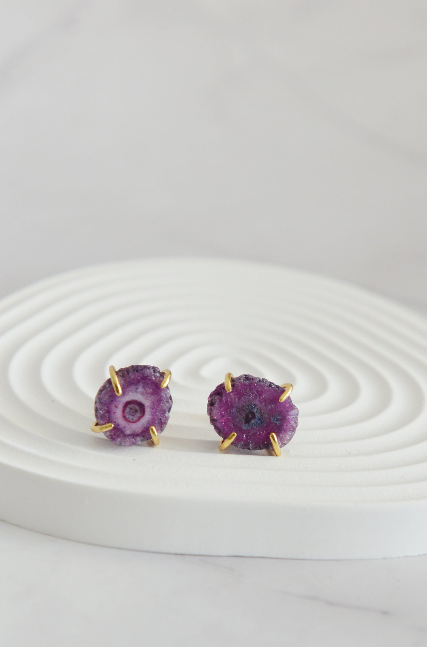 Handmade Natural Gemstone/Real Crystal Earrings/ blue Agate earrings/Purple Agate Earrings/Green Agate/Stub Earrings/Raw Agate Earrings