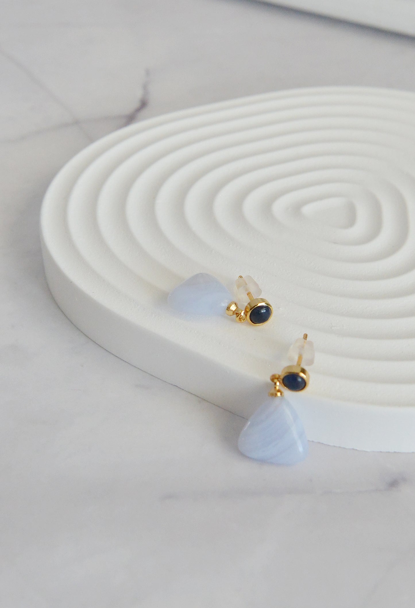 Handmade Natural Gemstone/Real Crystal Earrings/Dropping Earrings/Amethyst Earrings/Triangle Earrings/Blue Lace Agate Earrings
