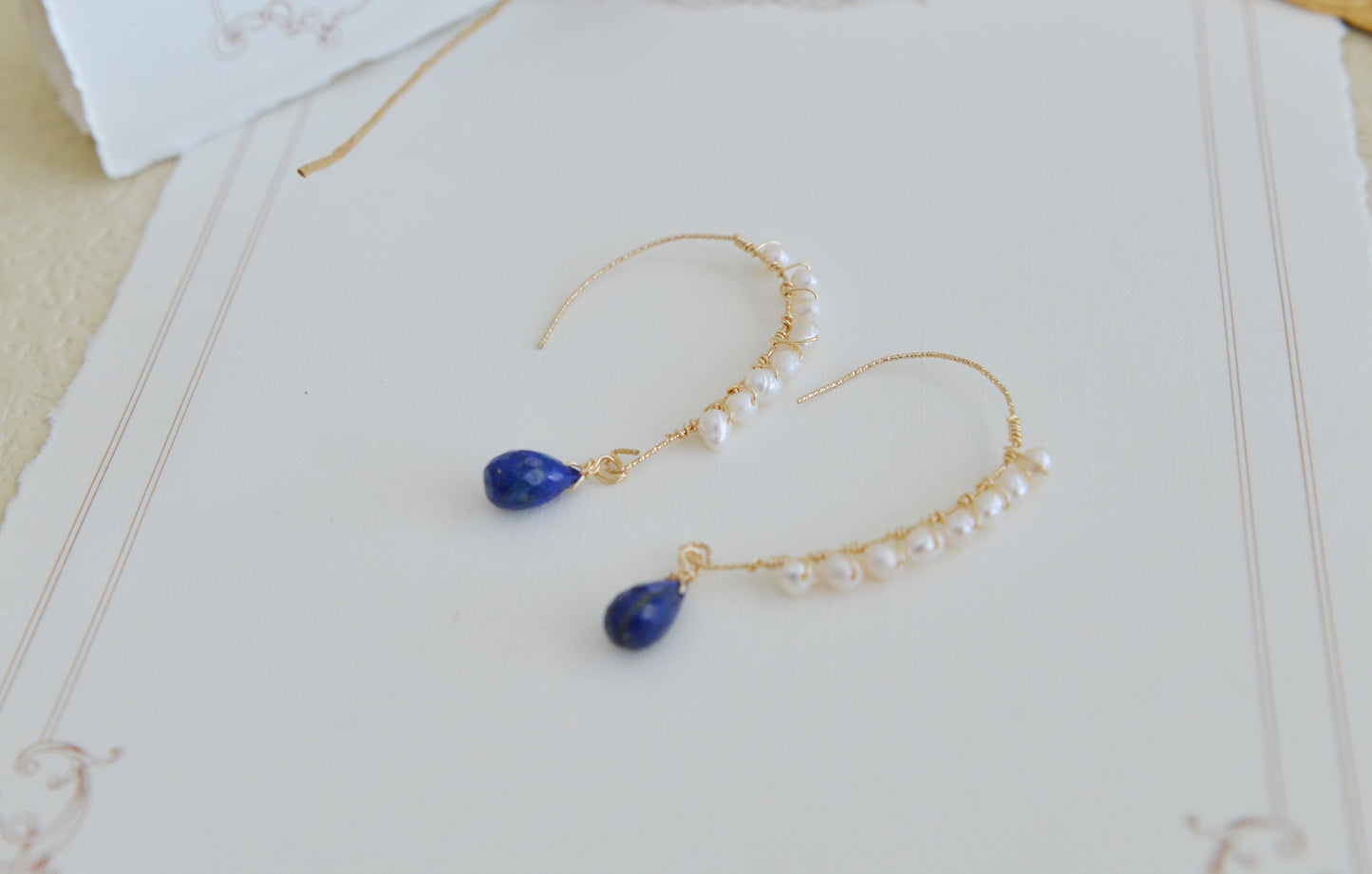 DIY KITS/Handmade Natural Gemstone/Lapis Lazuli+ Pearl Earrings/Green Quartz Earrings