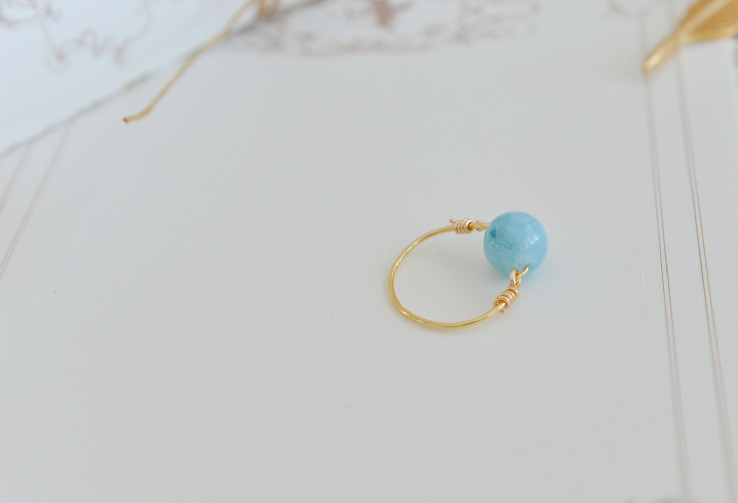 DIY KITS/Handmade Natural Gemstone/Simple Aquamarine Rings/Lapis Lazuli Rings/Green Cat's Eye Stone Rings