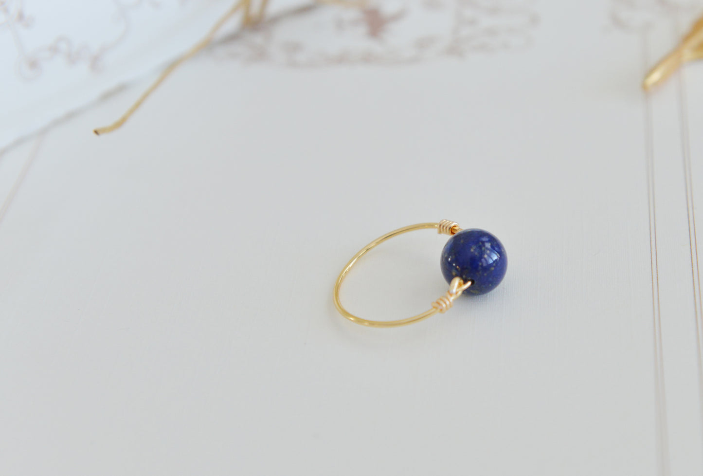 DIY KITS/Handmade Natural Gemstone/Simple Aquamarine Rings/Lapis Lazuli Rings/Green Cat's Eye Stone Rings