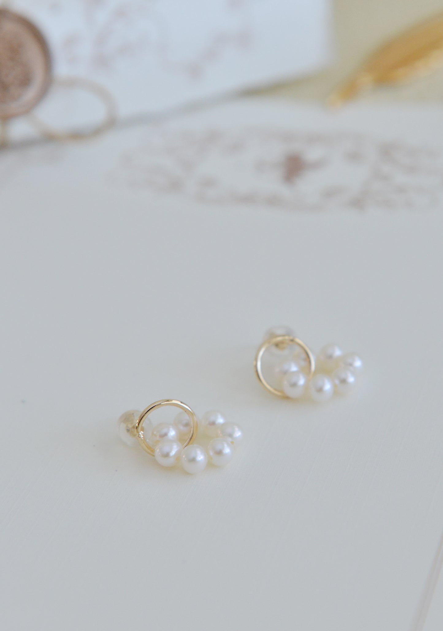 DIY KITS/Handmade Natural Pearl Earrings/Tiny Cute Double Hoop Earrings