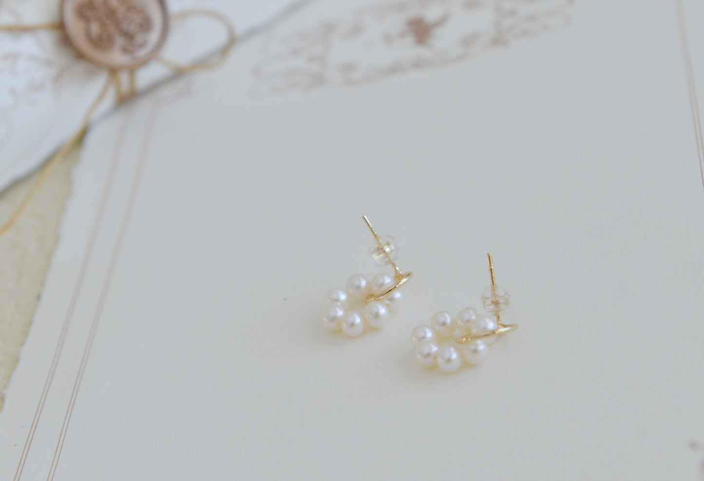 DIY KITS/Handmade Natural Pearl Earrings/Tiny Cute Double Hoop Earrings