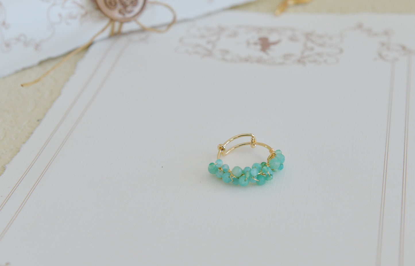 DIY Sets/ Handmade Natural Gemstone Rings/Amazonite Rings/Gold Plated