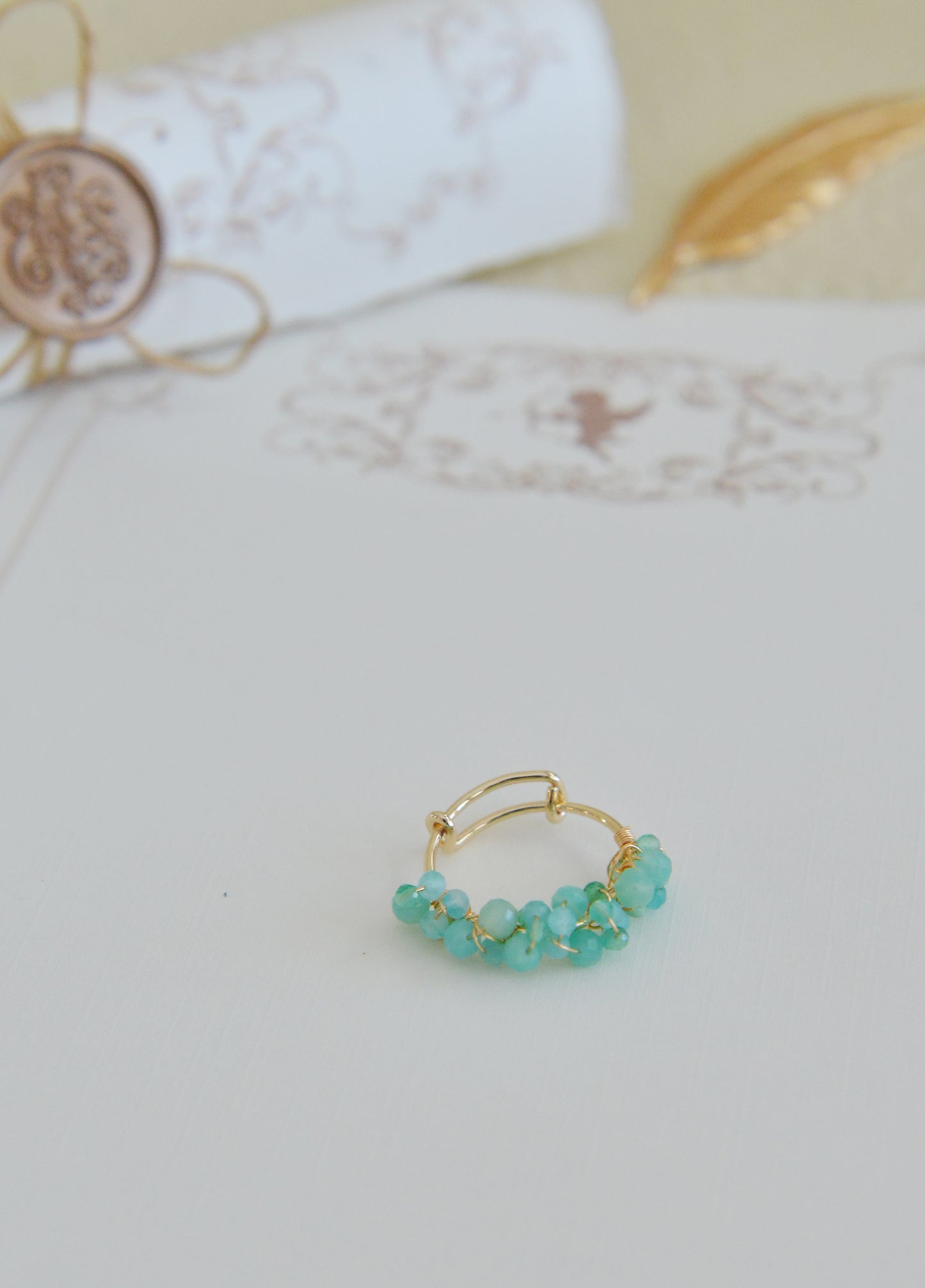 DIY Sets/ Handmade Natural Gemstone Rings/Amazonite Rings/Gold Plated