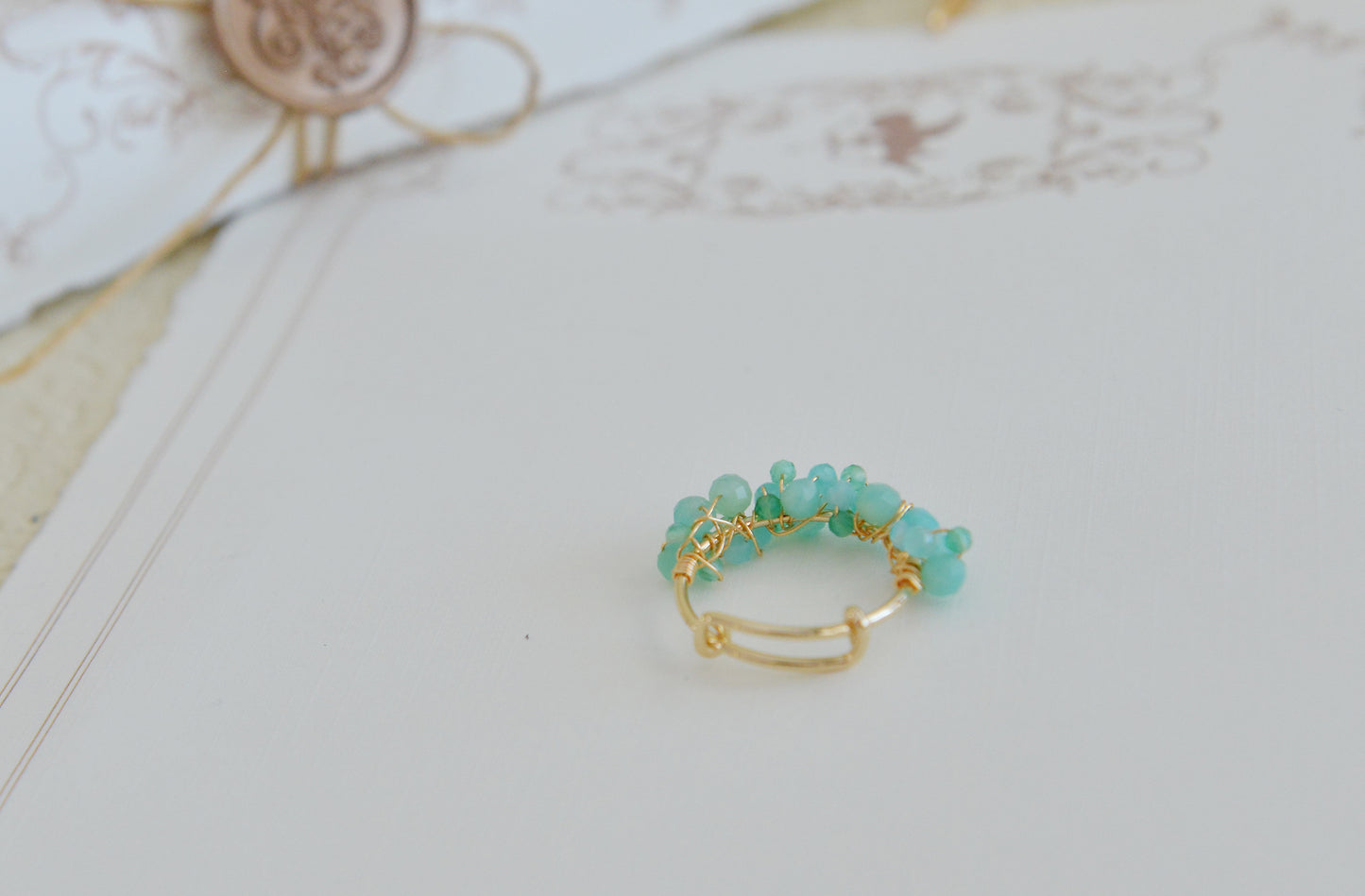 DIY Sets/ Handmade Natural Gemstone Rings/Amazonite Rings/Gold Plated