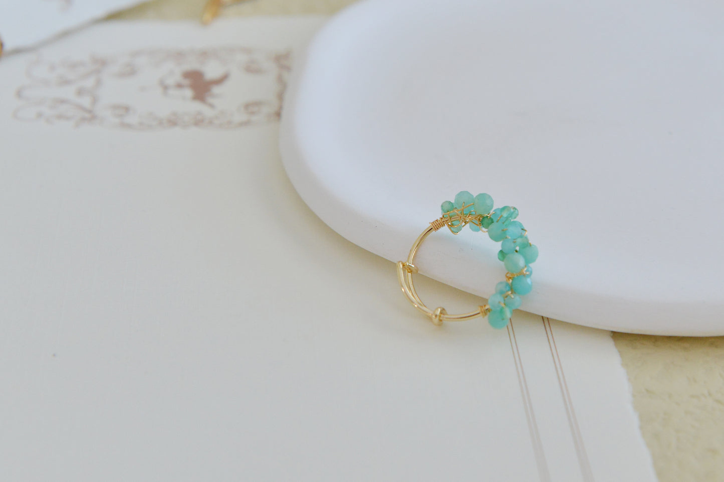 DIY Sets/ Handmade Natural Gemstone Rings/Amazonite Rings/Gold Plated