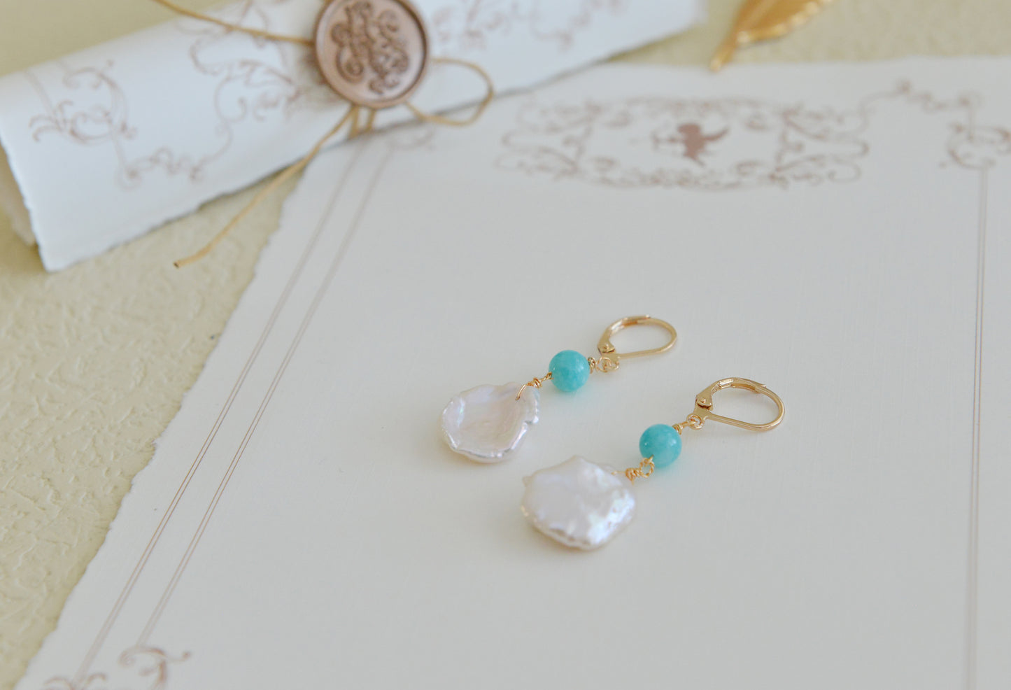 DIY KITS/Handmade Natural Freshwater Pearl Earrings/ Petal Pearl Drop Earrings/Baroque Pearl Earrings