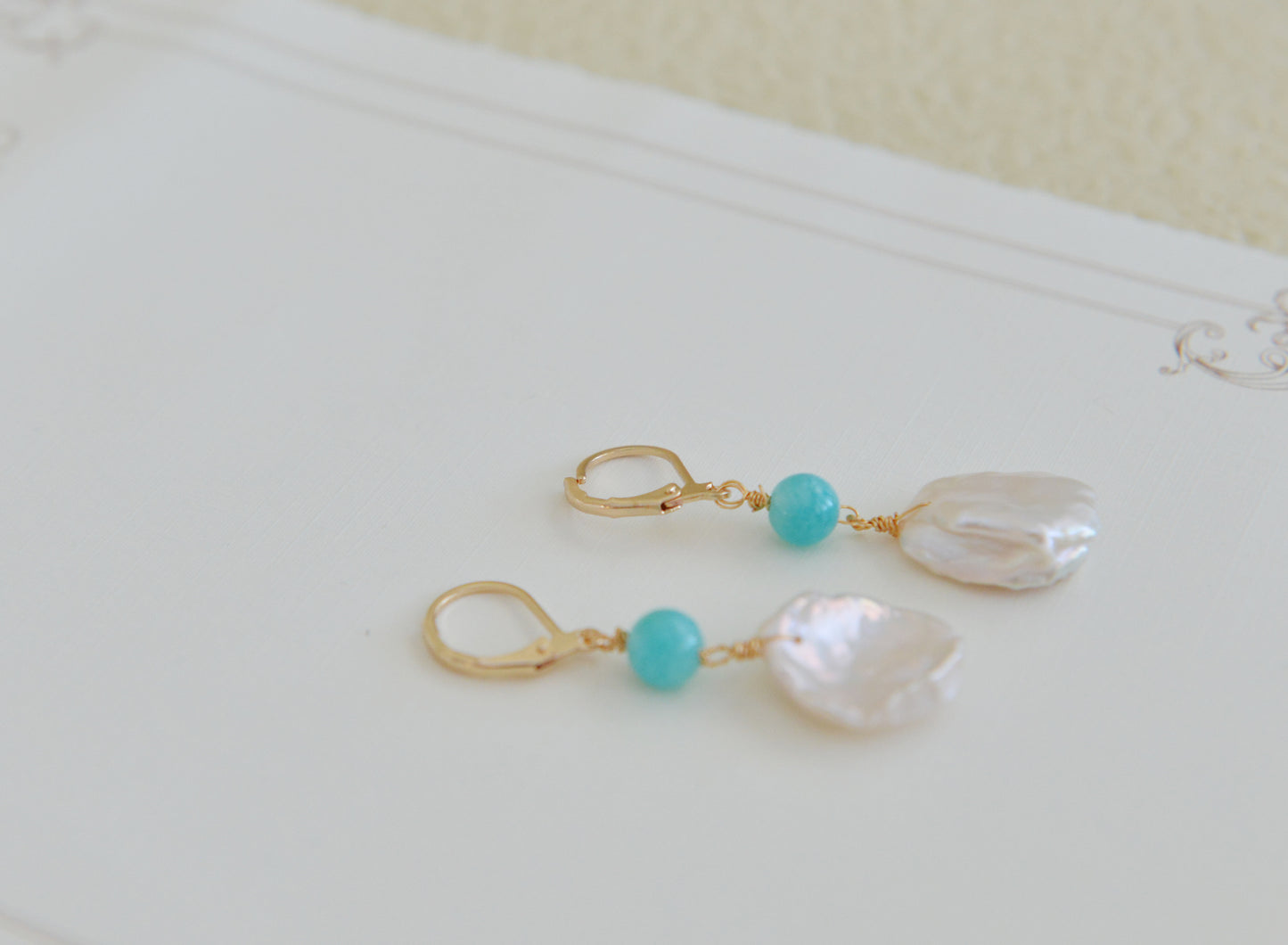 DIY KITS/Handmade Natural Freshwater Pearl Earrings/ Petal Pearl Drop Earrings/Baroque Pearl Earrings