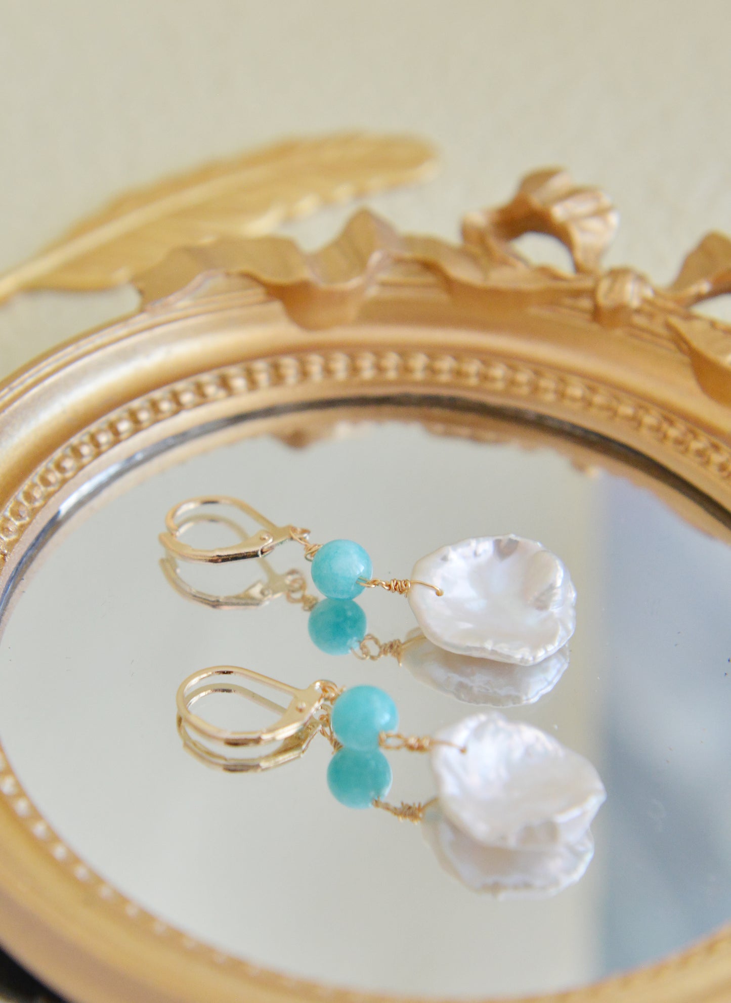 DIY KITS/Handmade Natural Freshwater Pearl Earrings/ Petal Pearl Drop Earrings/Baroque Pearl Earrings