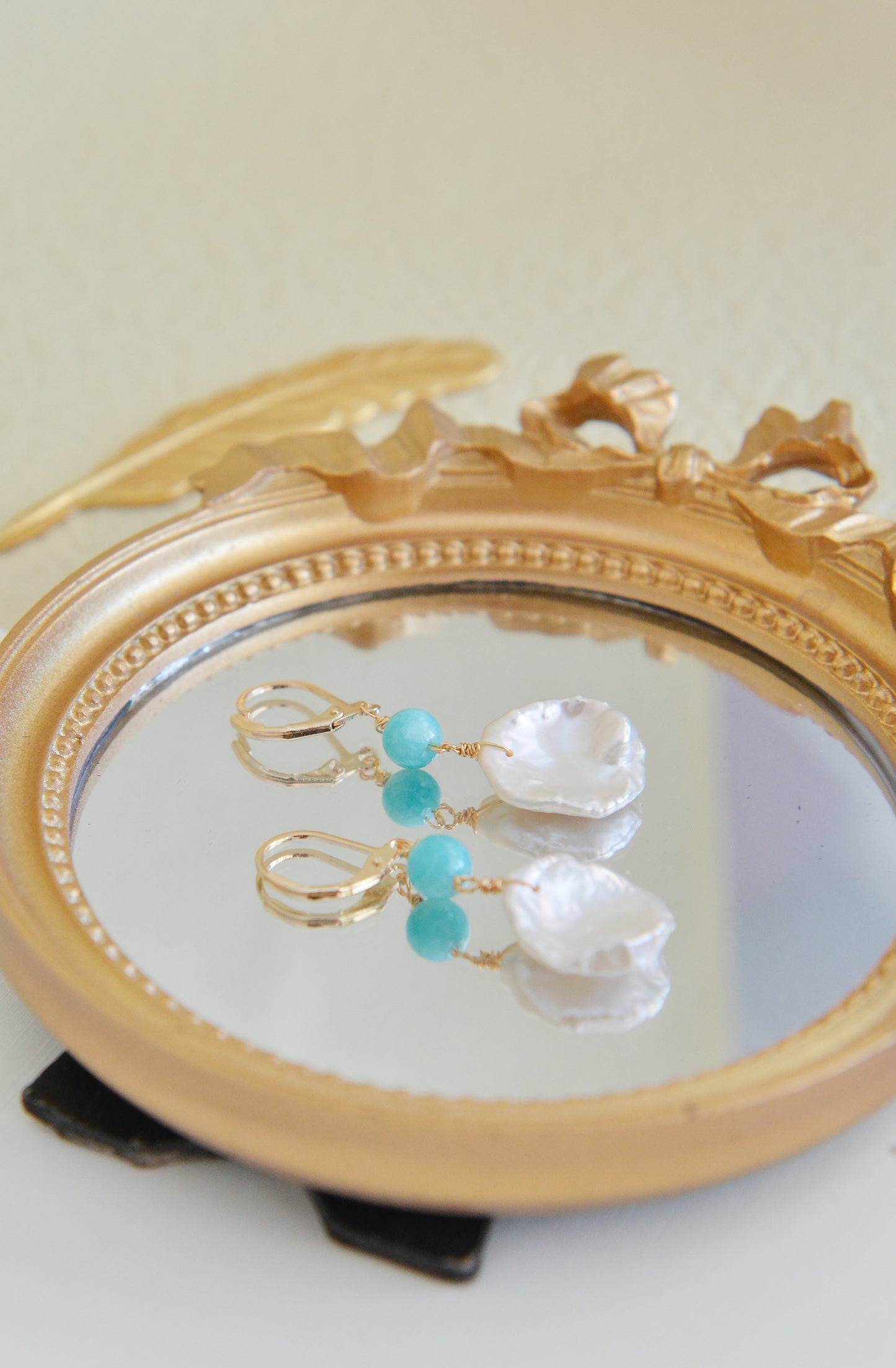 DIY KITS/Handmade Natural Freshwater Pearl Earrings/ Petal Pearl Drop Earrings/Baroque Pearl Earrings