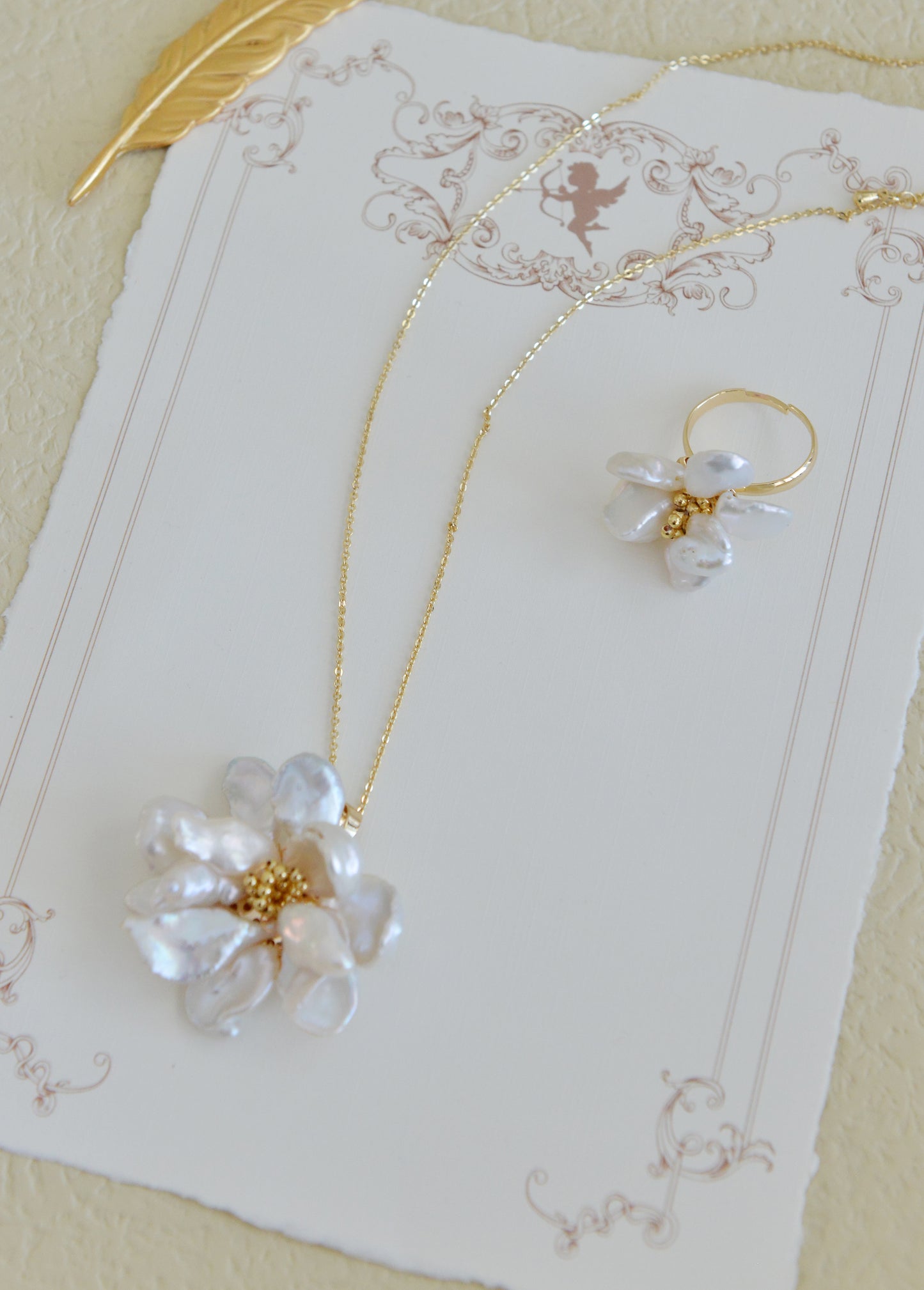DIY SETS/Handmade Natural Pearl Necklace/ Flower Pendent Necklace/Baroque Pearl