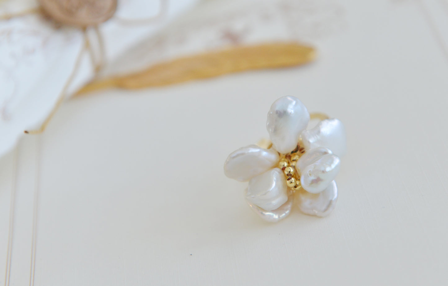 DIY SETS/Handmade Natural Pearl Rings/ Flower Rings/Baroque Pearl
