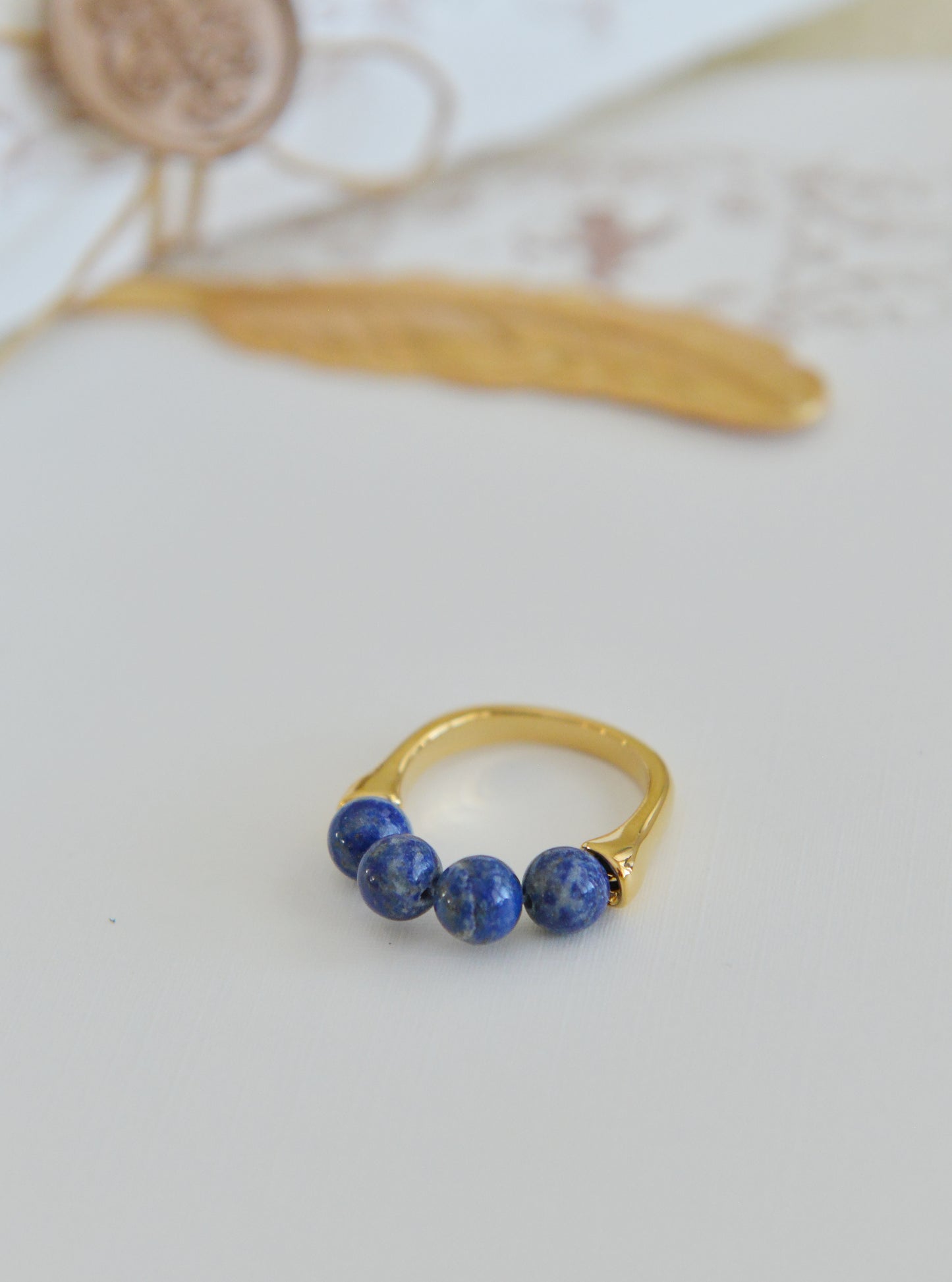 Handmade Natural Gemstone/ Real Crystal Ring/Lapis Lazuli Stone Ring/