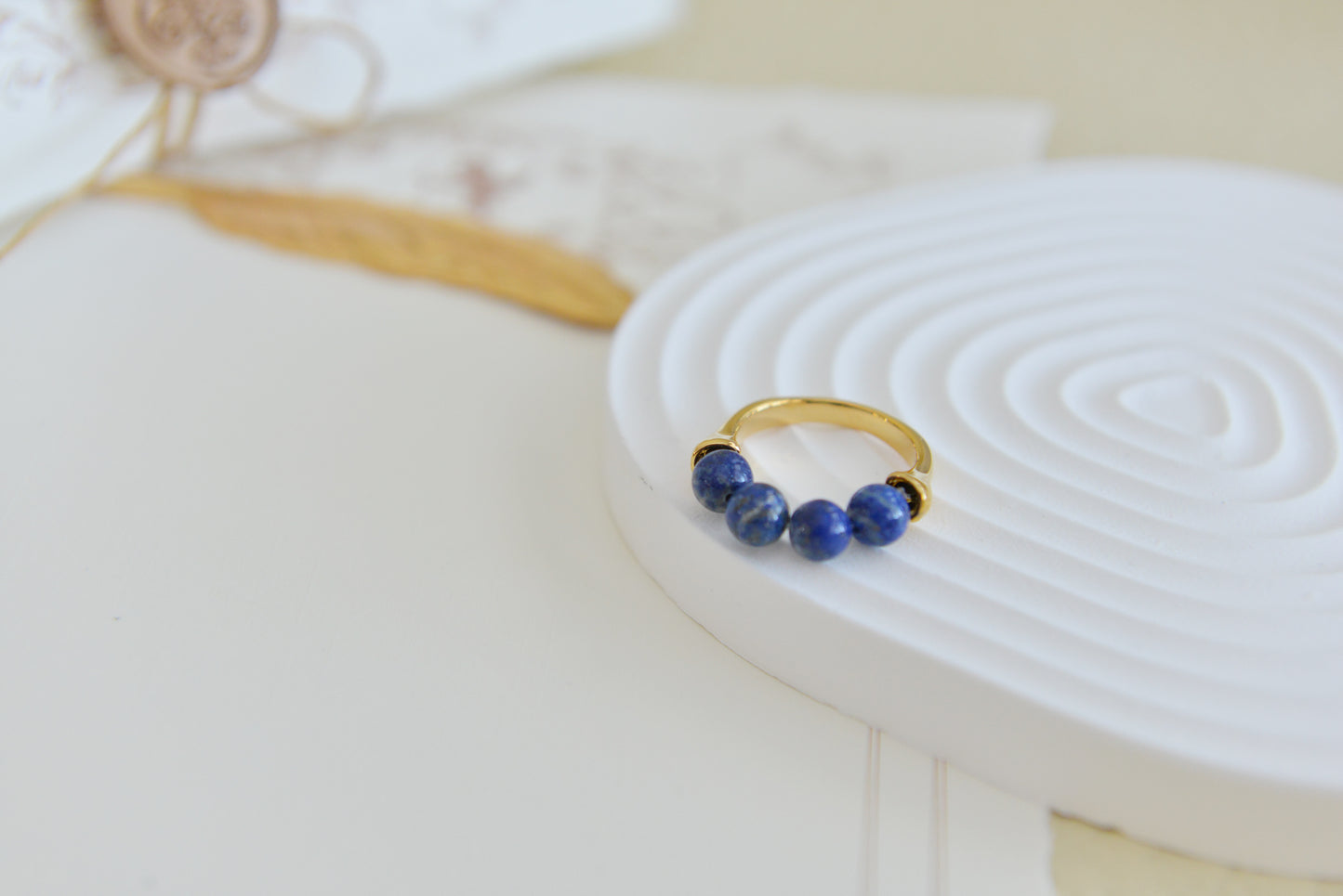 Handmade Natural Gemstone/ Real Crystal Ring/Lapis Lazuli Stone Ring/