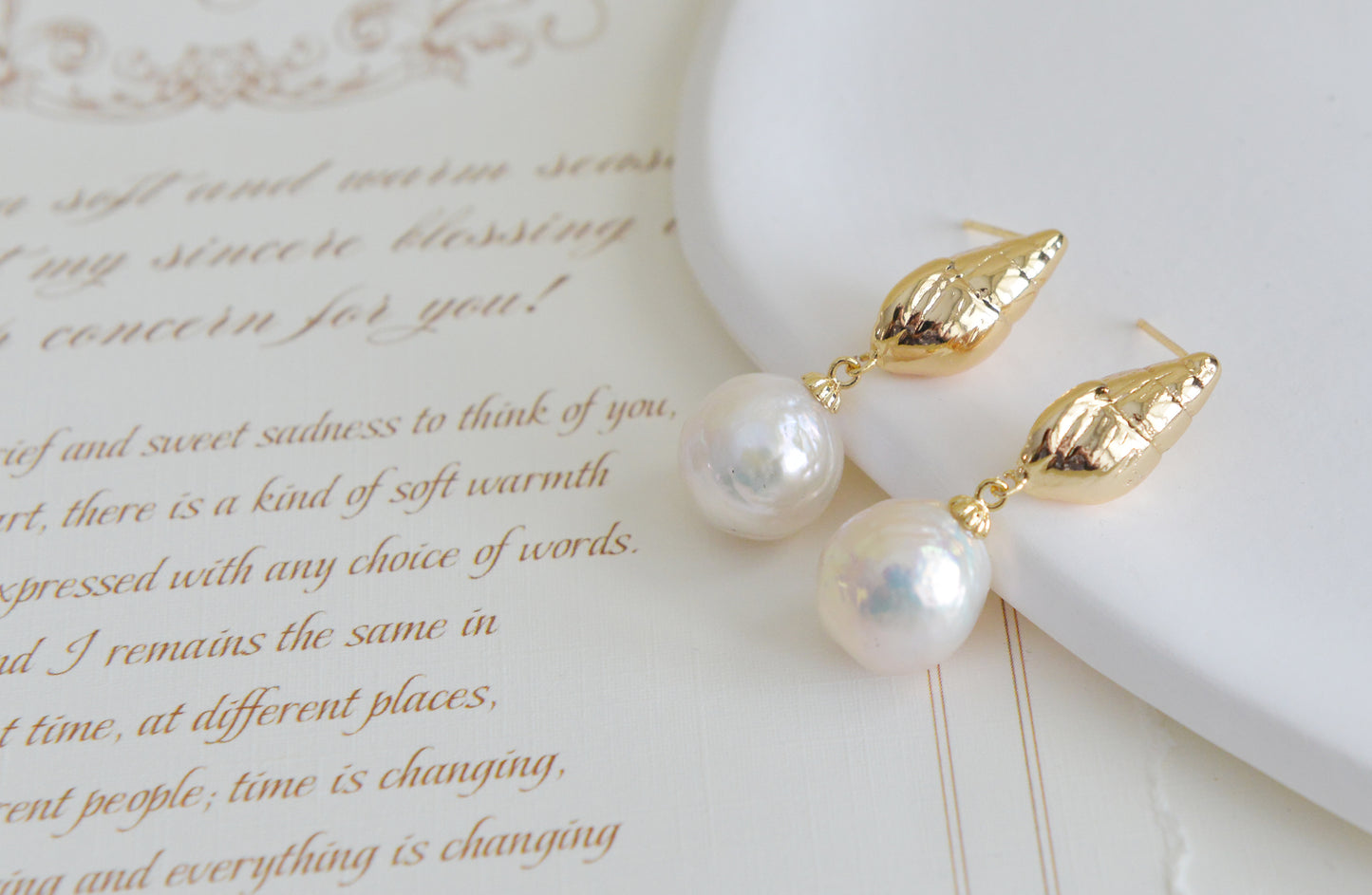 Handmade freshwater pearl Earrings/Natural Baroque Pearl Earrings/14K Gold Filled/wedding earring/real pearl earrings/AAA pearl/Bride choice