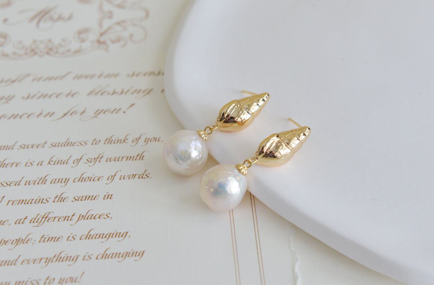 Handmade freshwater pearl Earrings/Natural Baroque Pearl Earrings/14K Gold Filled/wedding earring/real pearl earrings/AAA pearl/Bride choice
