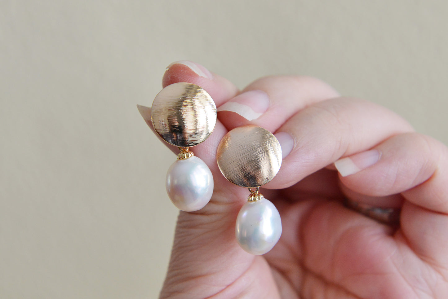 Handmade freshwater pearl Earrings/Natural Baroque Pearl Earrings/14K Gold plated/wedding earring/real pearl earrings/AAA pearl/