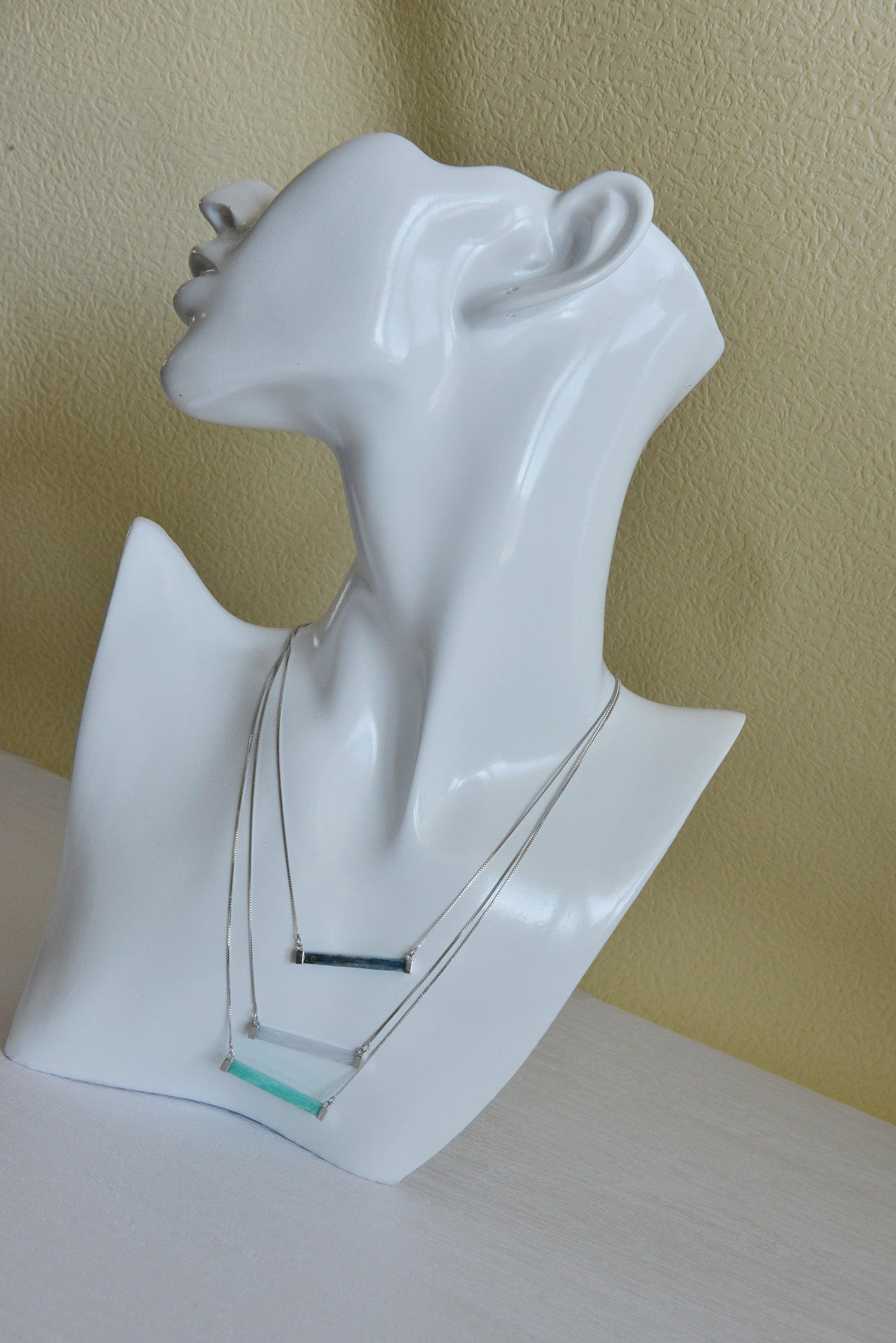 Handmade natural gemstone necklace/blue lace agate/amazonite/Blue-vein stone