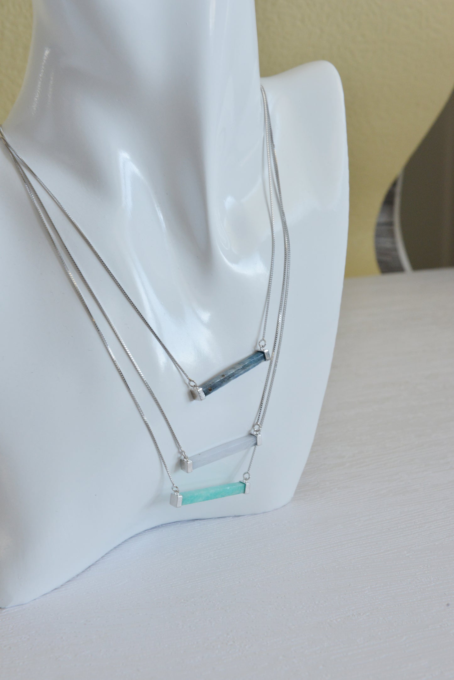 Handmade natural gemstone necklace/blue lace agate/amazonite/Blue-vein stone
