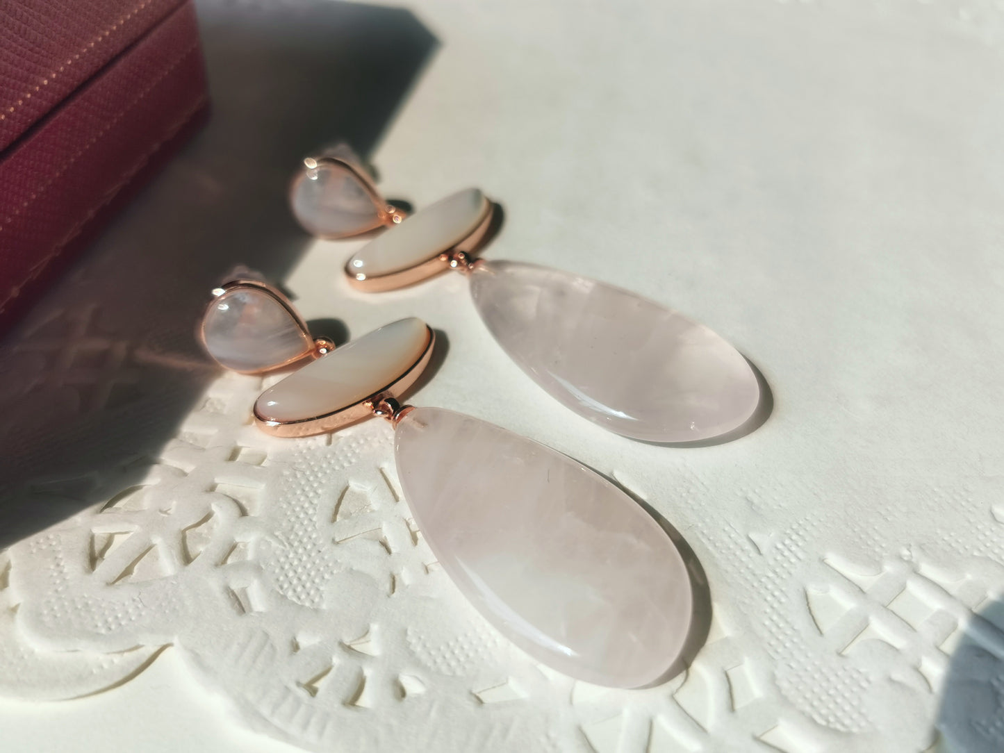 Handmade Natural Gemstone Earrings/Amazonite Earrings/Rose Quartz Earrings/Glitter stone Earrings