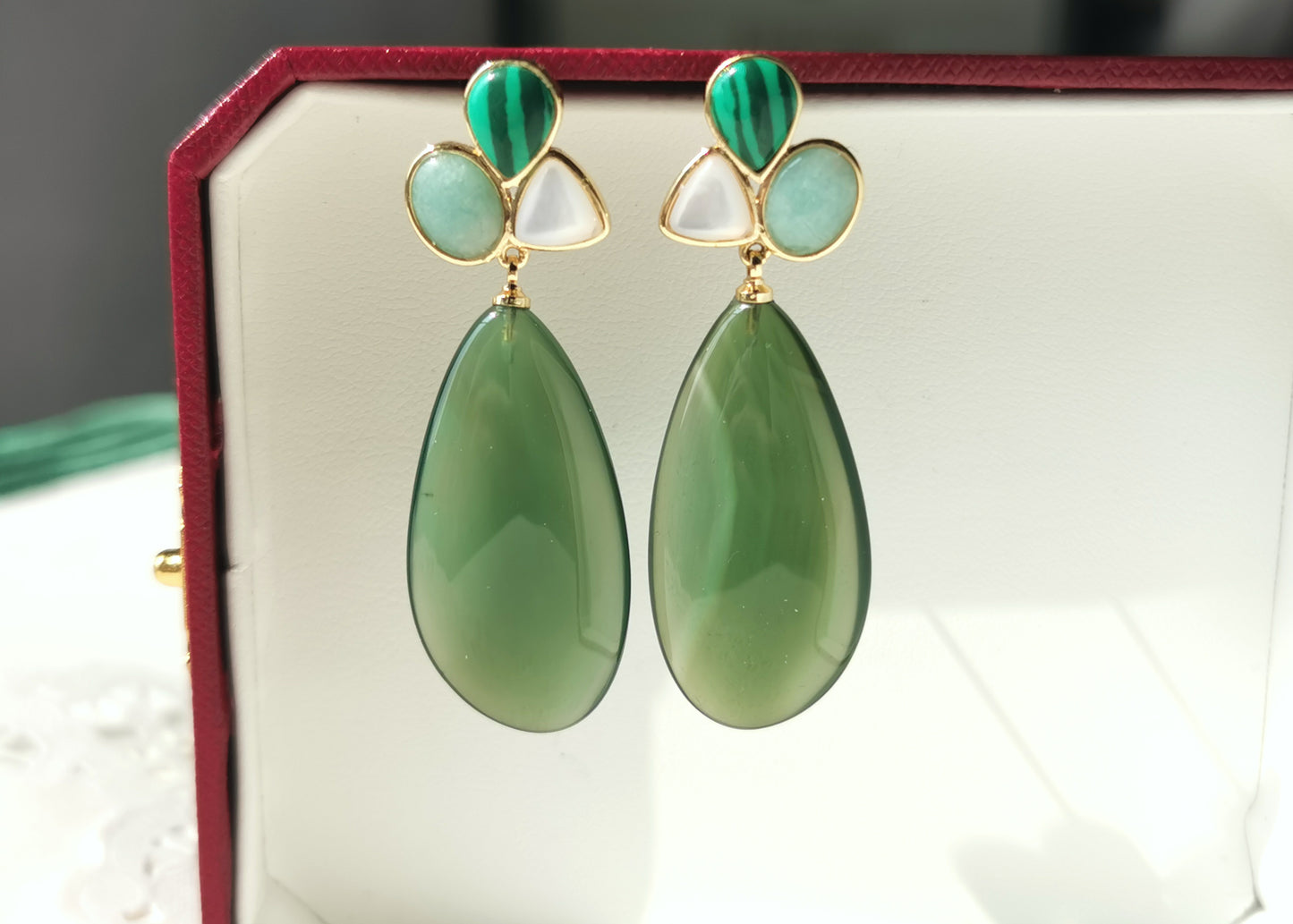 Handmade Amazonite Earrings, Rose Quartz Earrings, Green Aventurine Earrings