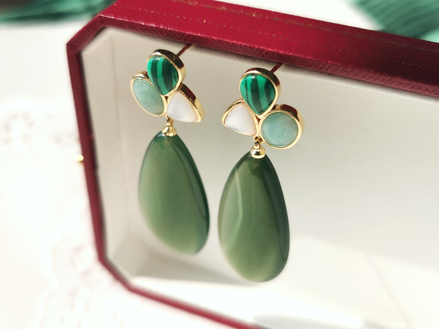 Handmade Amazonite Earrings, Rose Quartz Earrings, Green Aventurine Earrings