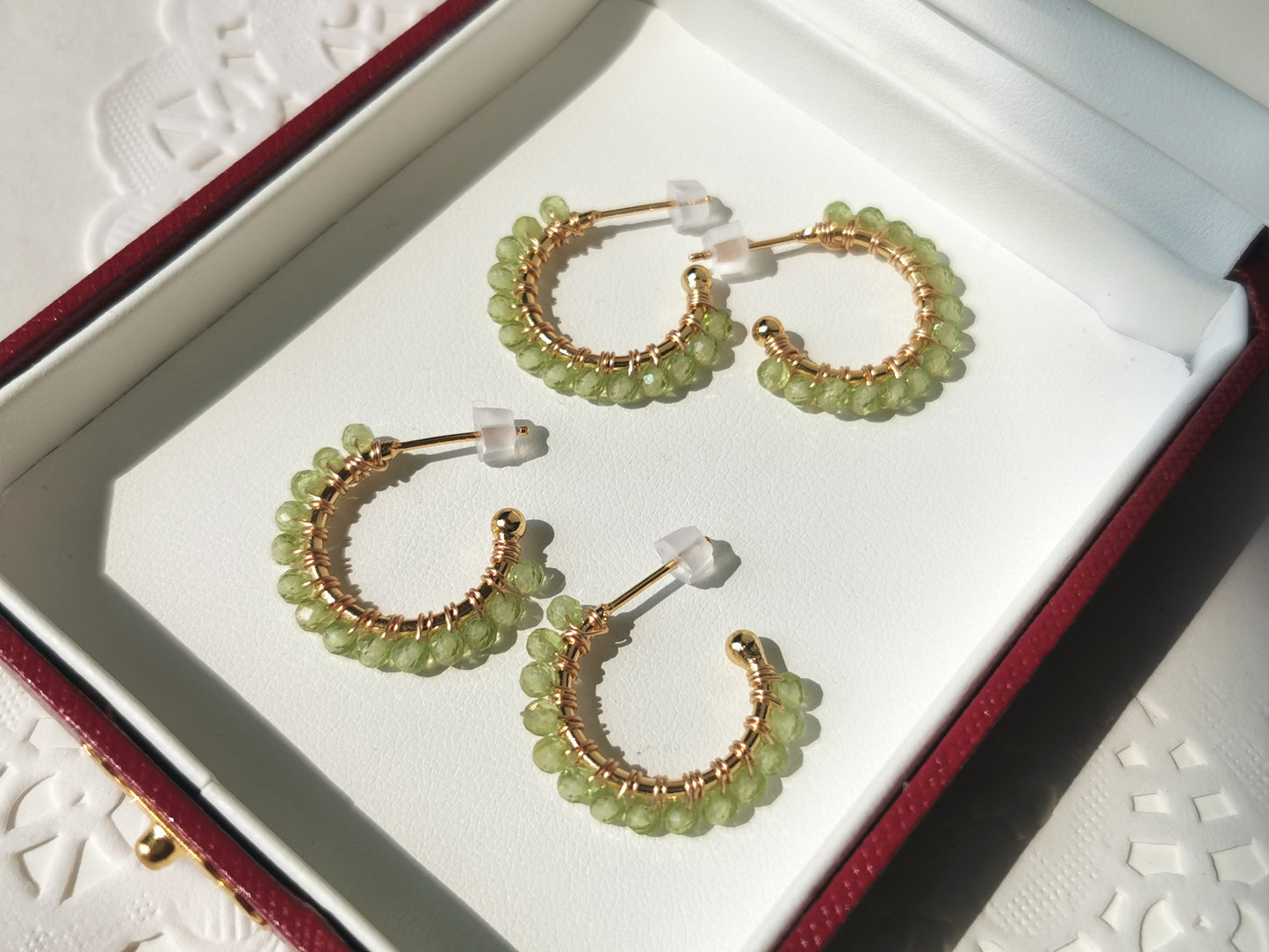 Handmade Natural Gemstone/ Real Crystal Woven Peridot Necklace/Peridot Bracelet/Peridot Earrings