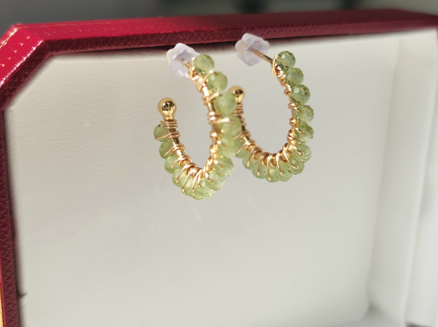 Handmade Natural Gemstone/ Real Crystal Woven Peridot Necklace/Peridot Bracelet/Peridot Earrings
