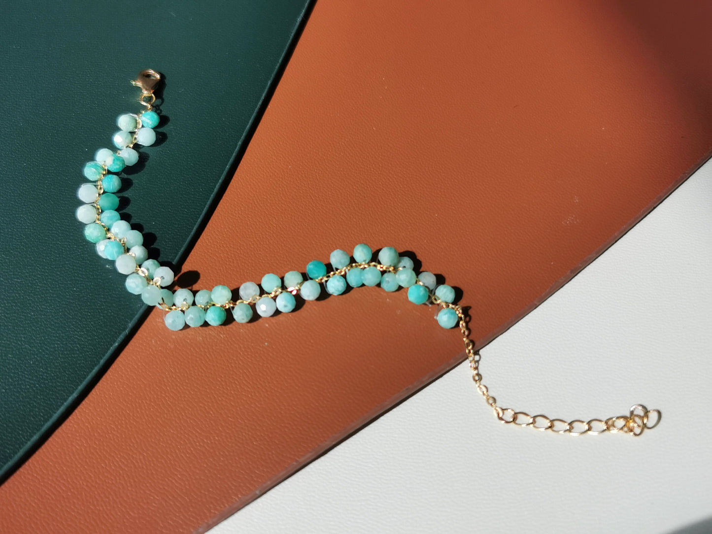 Handmade Natural Gemstone/Real Gemstone/Amazonite Woven Choker/Amazonite Bracelet/Natural Gemstone Jewelry
