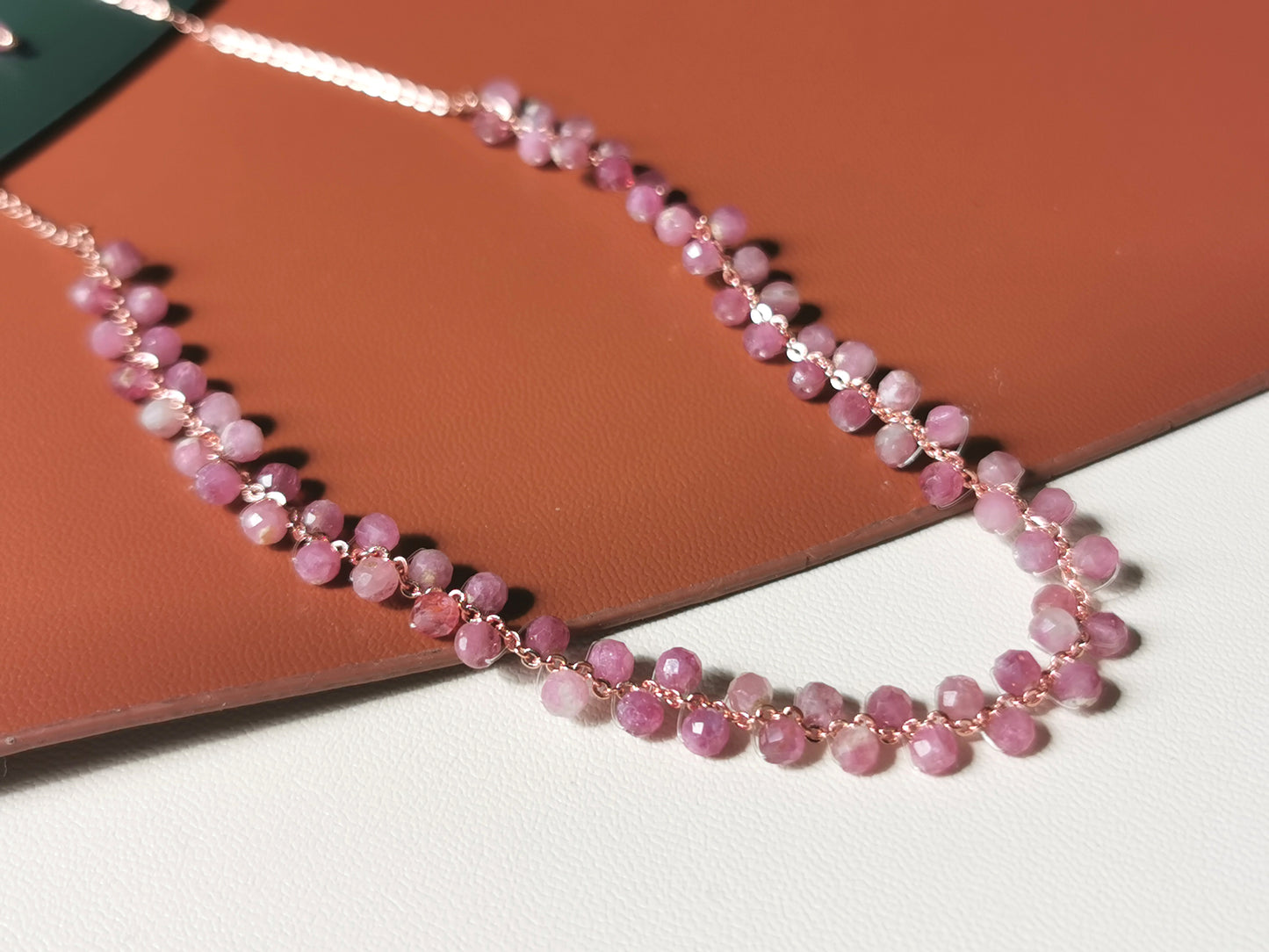 Handmade Natural Gemstone/ Real Crystal Jewelry Set/Red Woven Tourmaline Choker/Tourmaline Necklace/Tourmaline Bracelet/Natural Gemstone