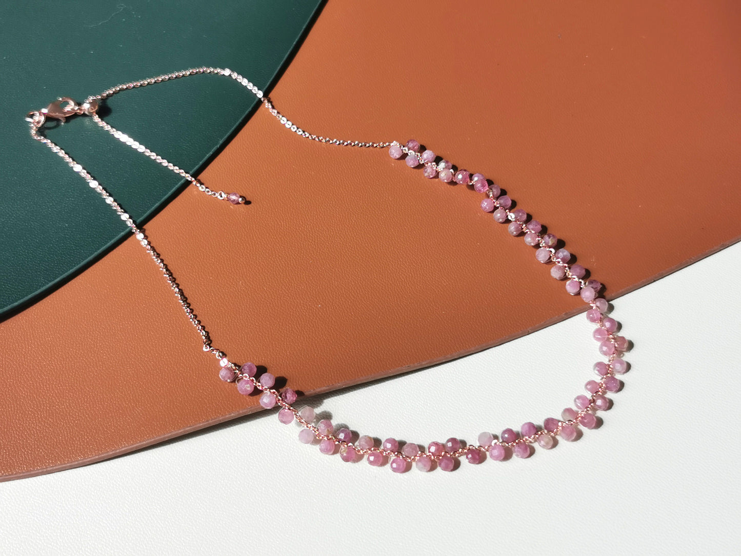 Handmade Natural Gemstone/ Real Crystal Jewelry Set/Red Woven Tourmaline Choker/Tourmaline Necklace/Tourmaline Bracelet/Natural Gemstone