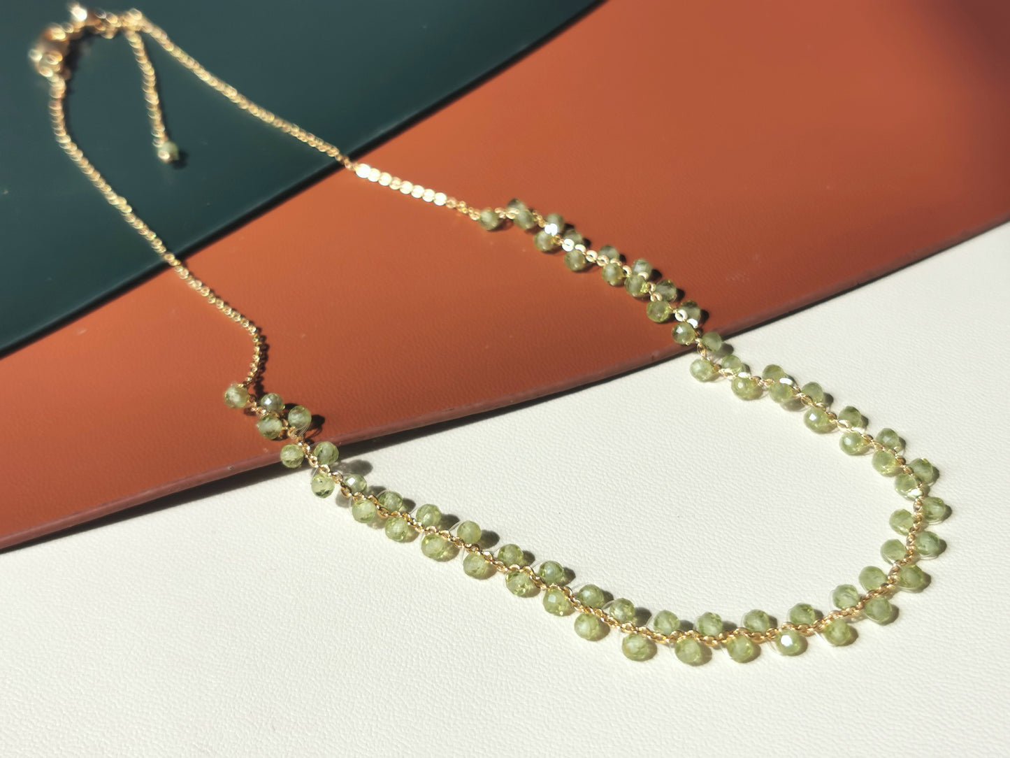 Handmade Natural Gemstone/ Real Crystal Woven Peridot Necklace/Peridot Bracelet/Peridot Earrings