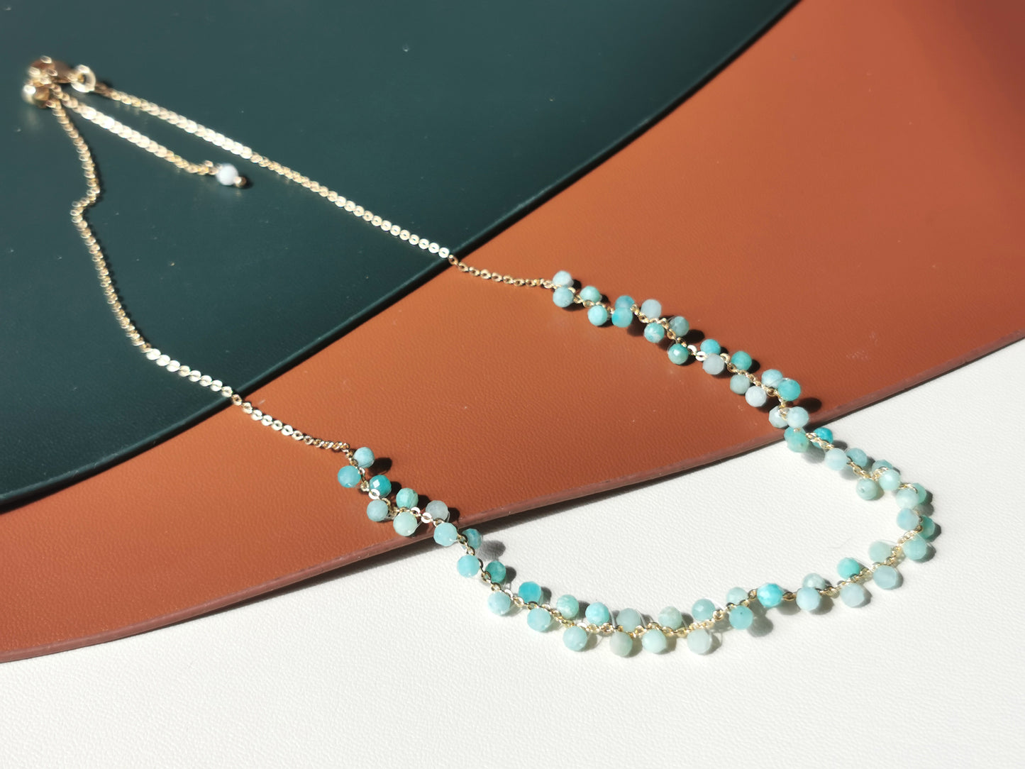 Handmade Natural Gemstone/Real Gemstone/Amazonite Woven Choker/Amazonite Bracelet/Natural Gemstone Jewelry