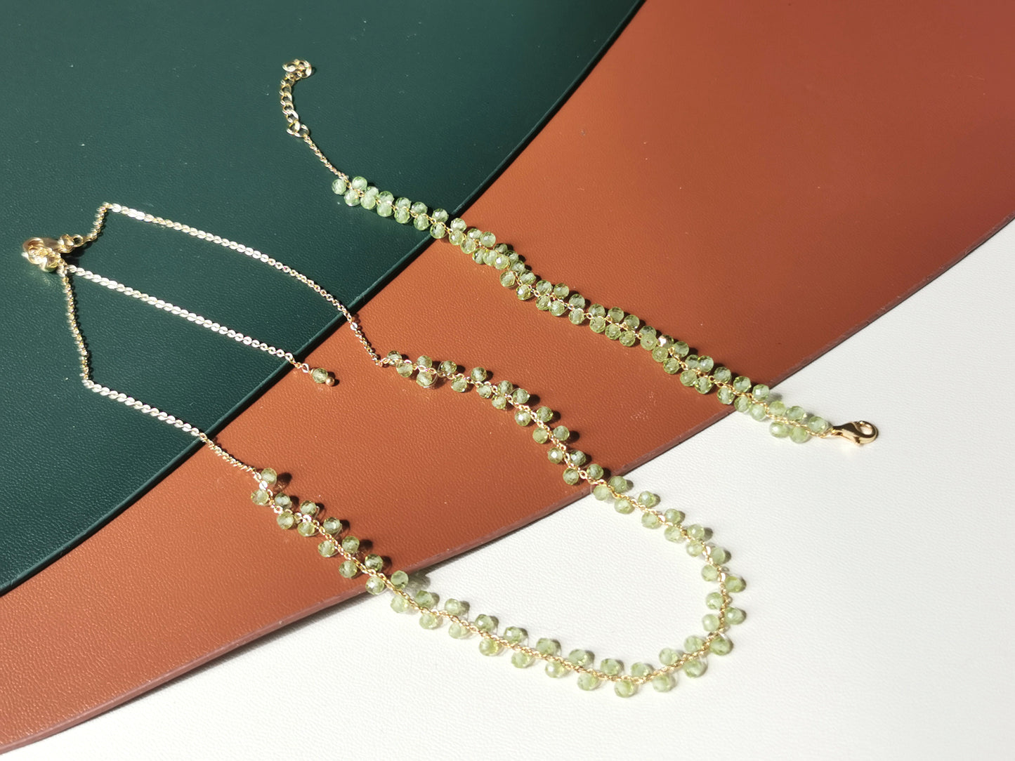 Handmade Natural Gemstone/ Real Crystal Woven Peridot Necklace/Peridot Bracelet/Peridot Earrings