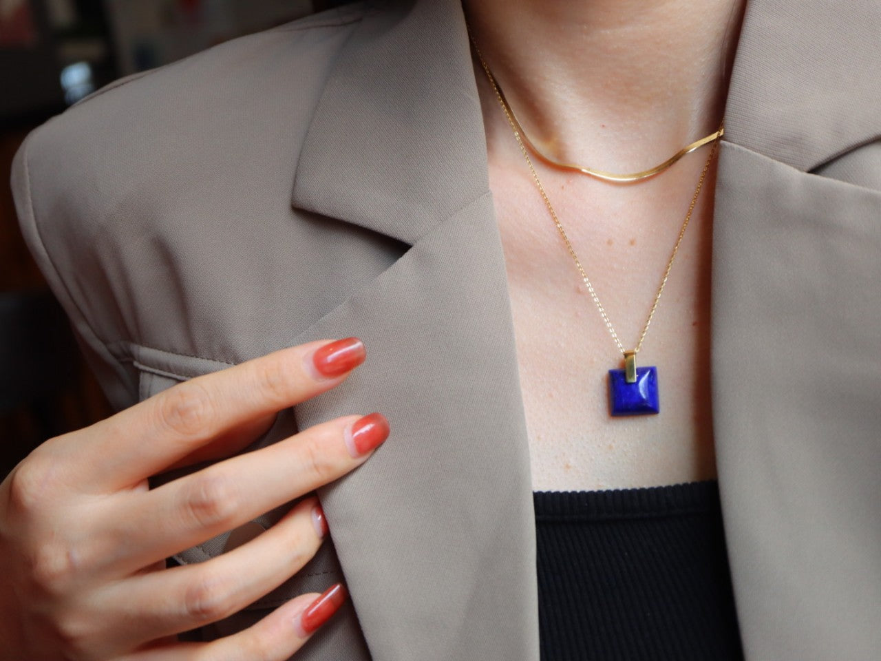 Vintage Sterling Silver Lazuli Stone Necklace/ Earrings