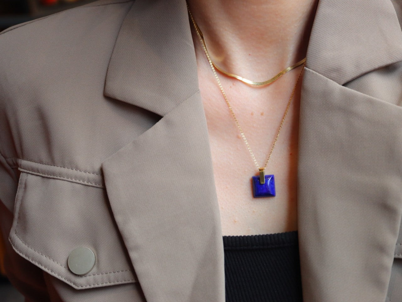 Vintage Sterling Silver Lazuli Stone Necklace/ Earrings