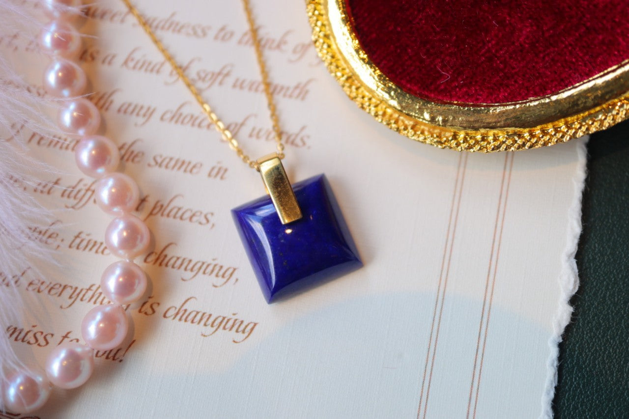 Vintage Sterling Silver Lazuli Stone Necklace/ Earrings