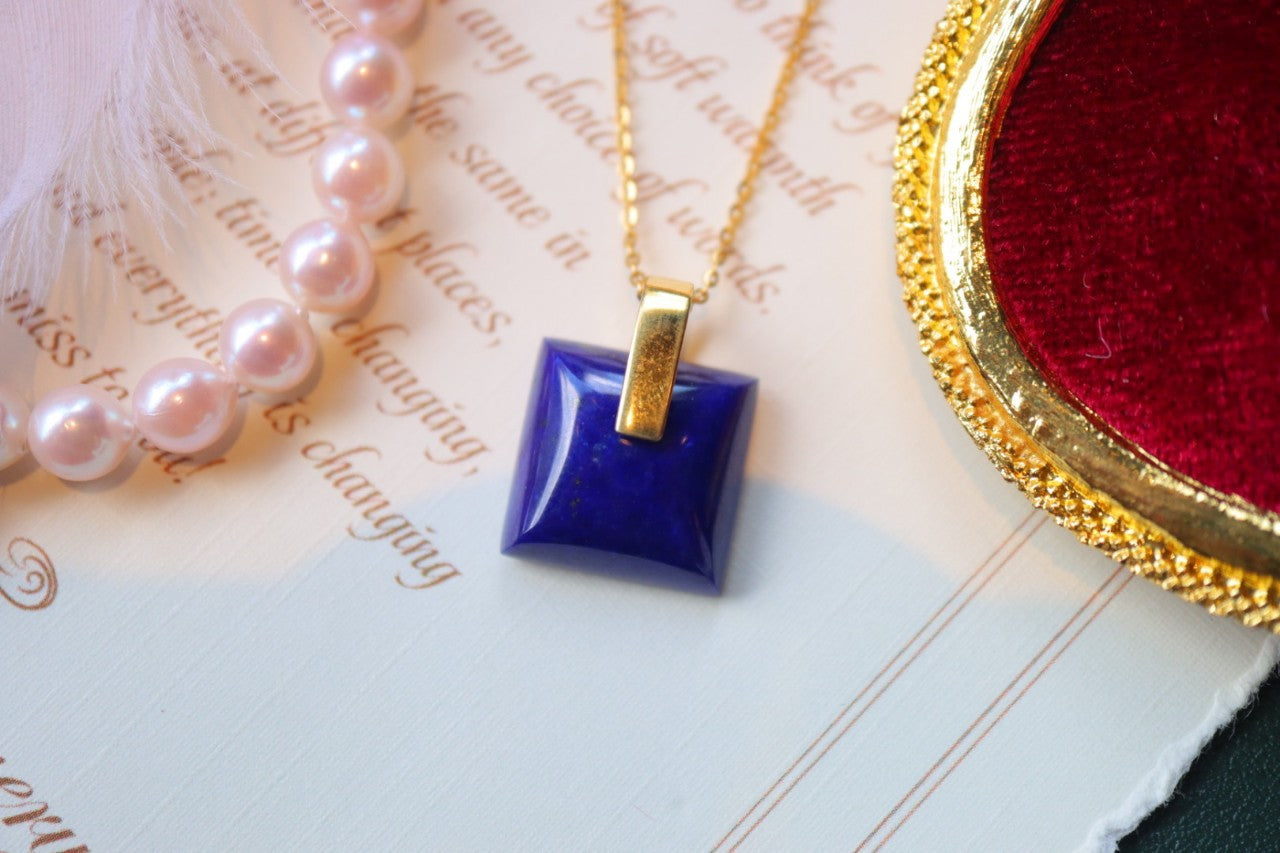Vintage Sterling Silver Lazuli Stone Necklace/ Earrings