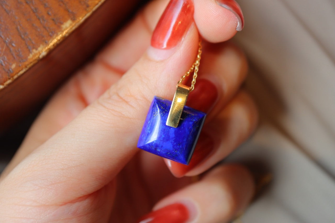Vintage Sterling Silver Lazuli Stone Necklace/ Earrings