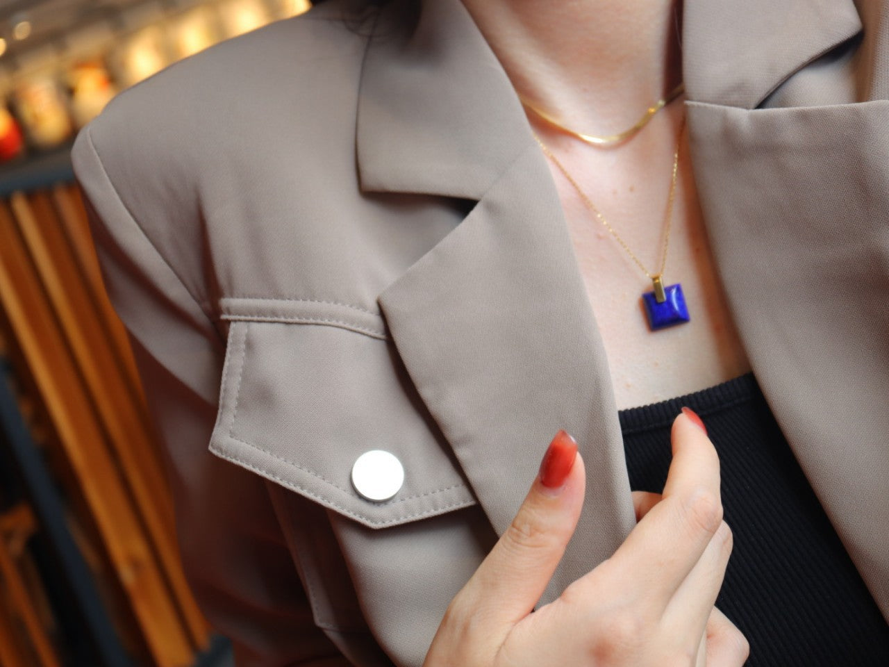 Vintage Sterling Silver Lazuli Stone Necklace/ Earrings