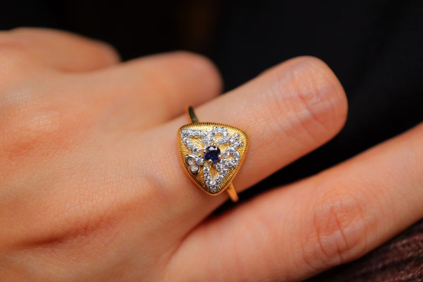 Italian Buccellati Craft/Sapphire Sterling Silver Ring/Sapphire Sterling Silver Necklace