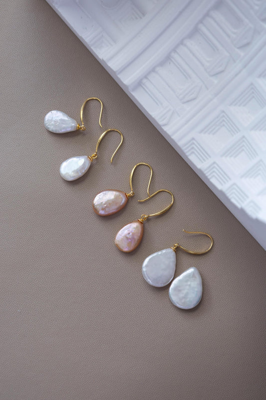 Whimsical Pearl Hook Earrings - Crafted with Sterling silver