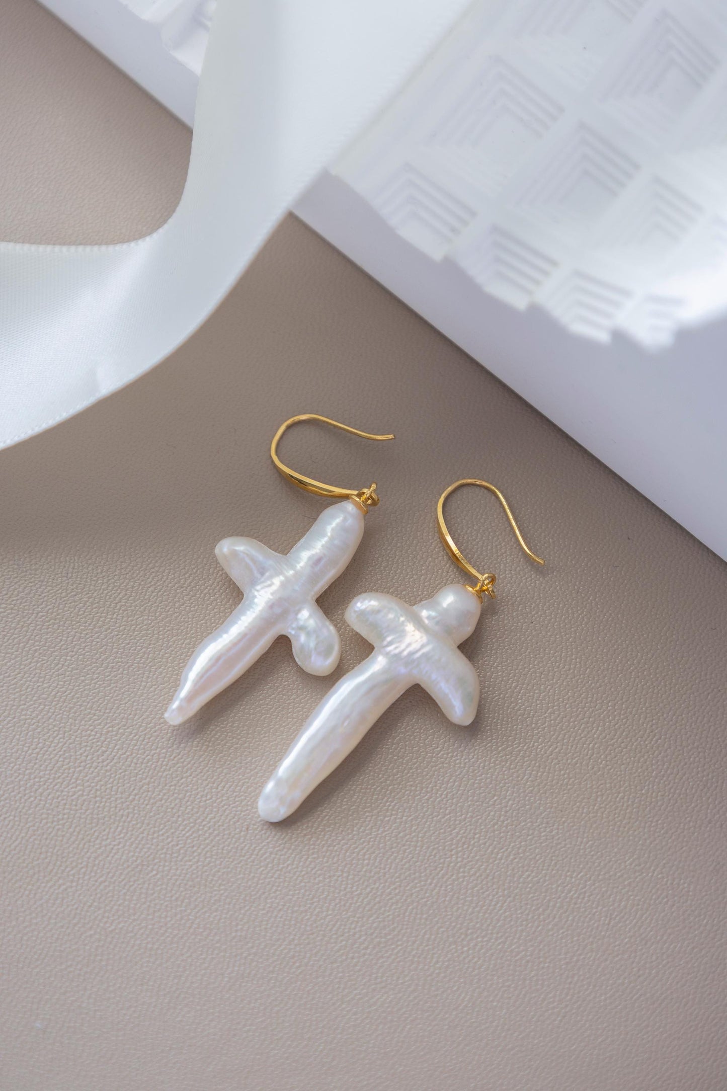Whimsical Pearl Hook Earrings - Crafted with Sterling silver