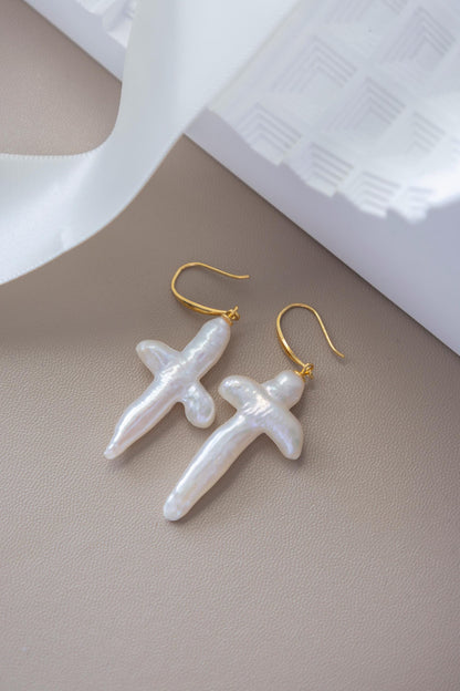 Whimsical Pearl Hook Earrings - Crafted with Sterling silver