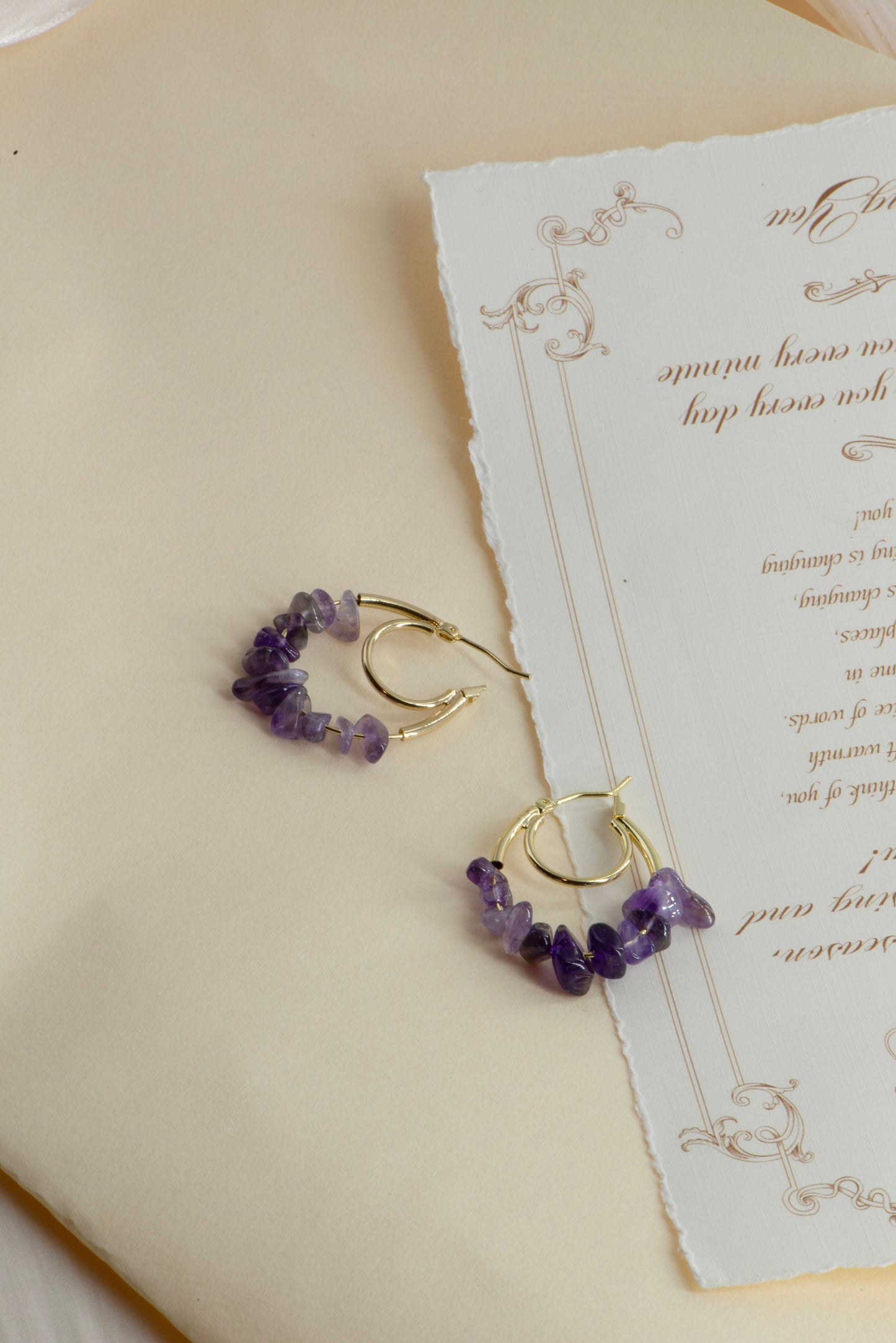 Handmade Gemstone Chip Hoop Earrings - Crafted with turquoise,