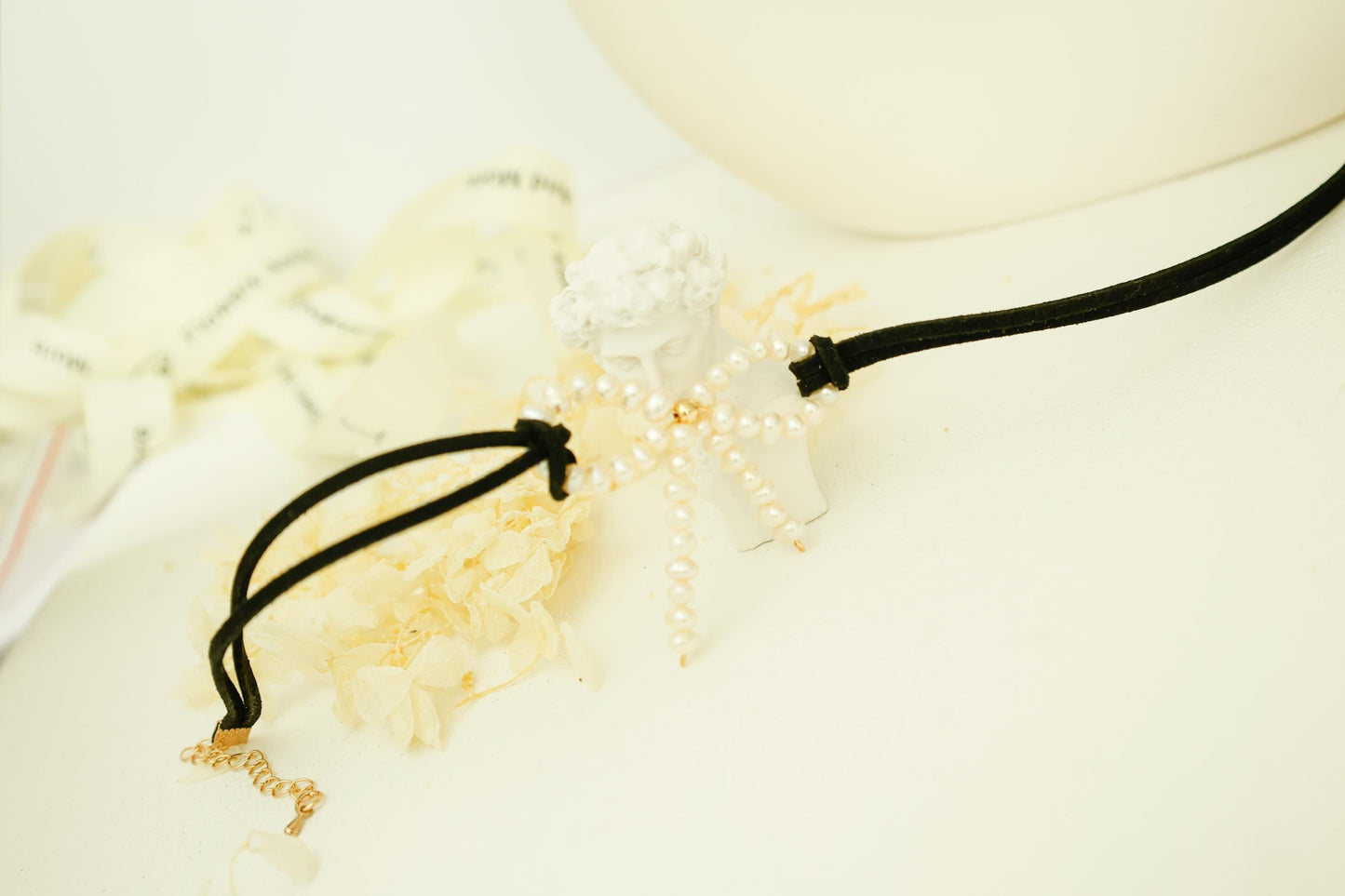 Freshwater Pearl Bow Choker - Crafted with Brass