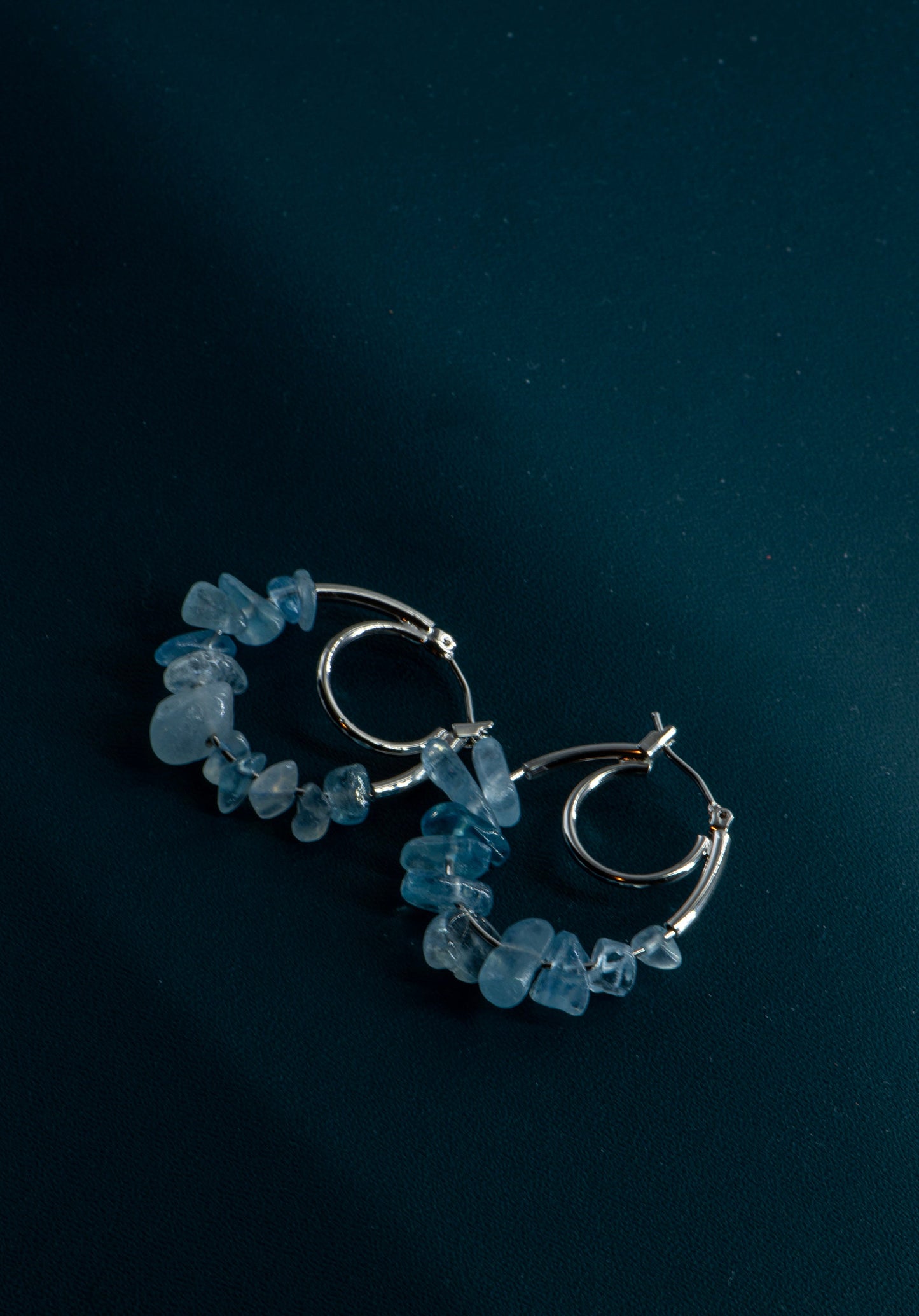 Handmade Gemstone Chip Hoop Earrings - Crafted with turquoise,